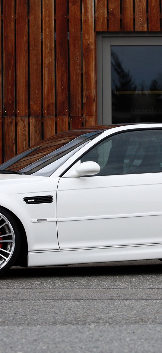 bmw, g-power, e46, m3, white, side view