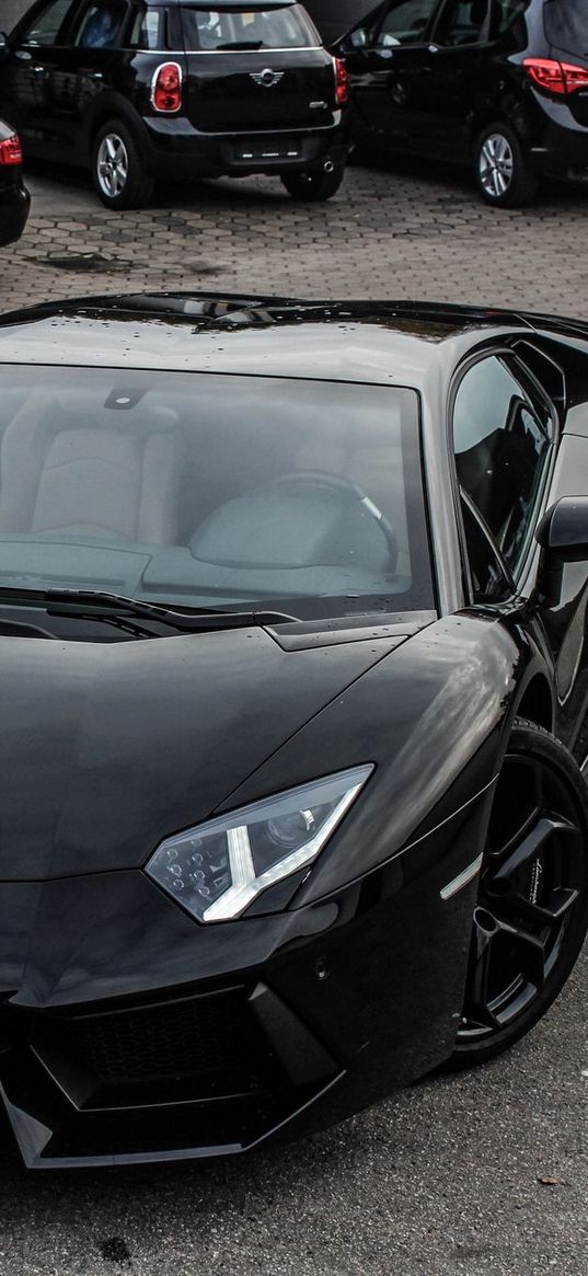 lamborghini, aventador, lp700-4, black, front view