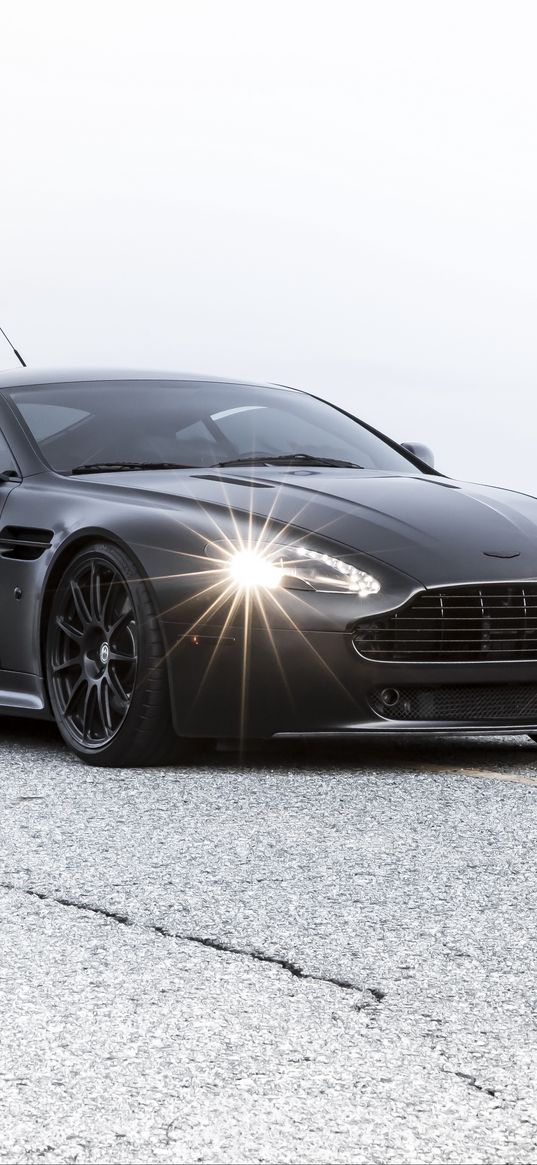 aston martin, vantage, black, bump