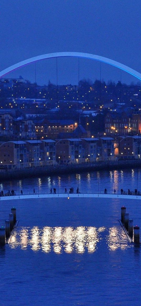 england, millennium bridge, newcastle, early winter evening