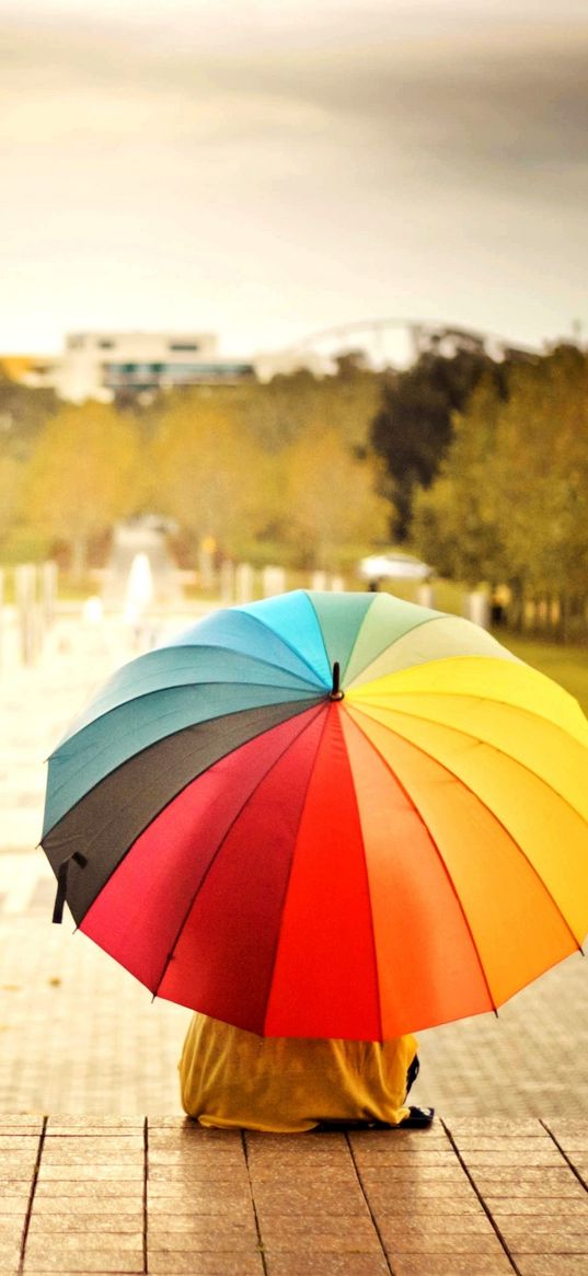 umbrellas, colorful, kids, rainbow, weather, mood