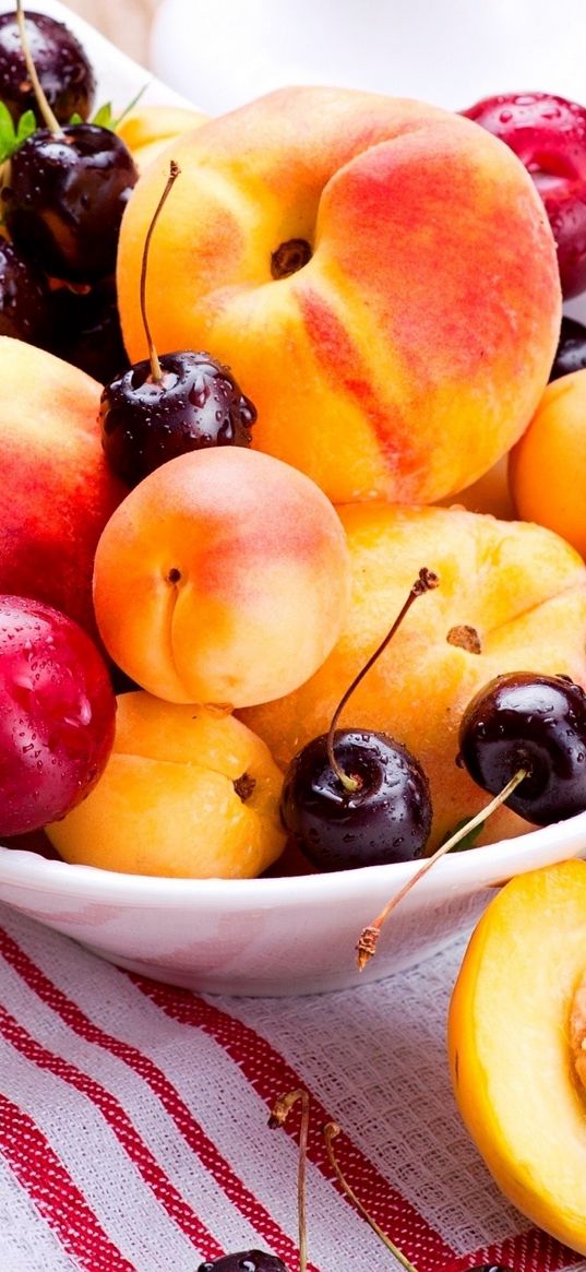 peaches, apricots, plums, cherries