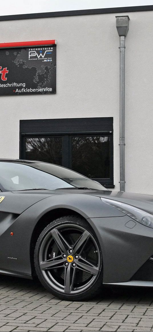 berlinetta, ferrari f12, auto, black, style, side view