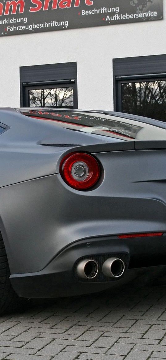 ferrari, f12, berlinetta, rear view, black