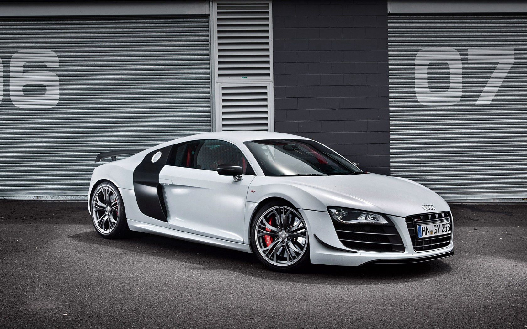 audi, r8, gt, 2010, white, side view, style