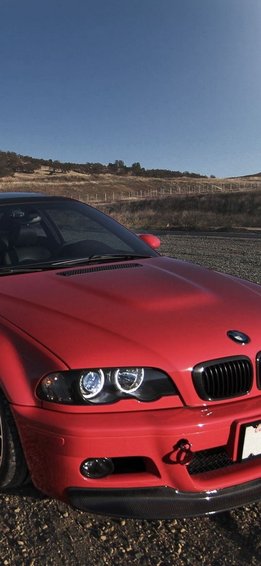 e46, bmw, red, car, side view