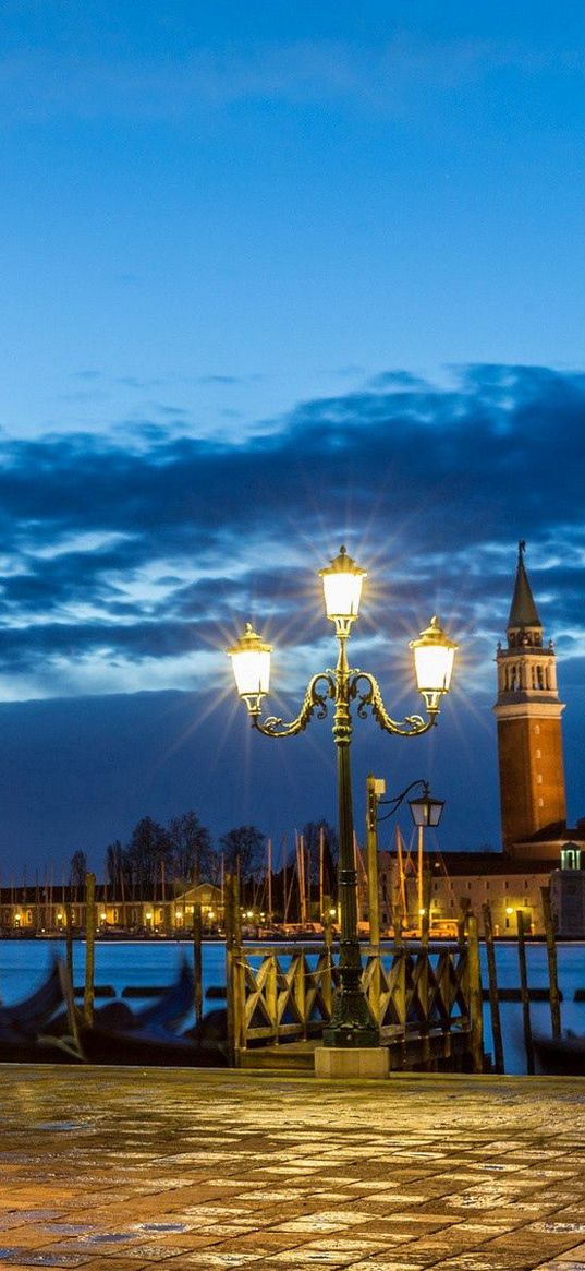 italy, venice, lights, night, tile, coast