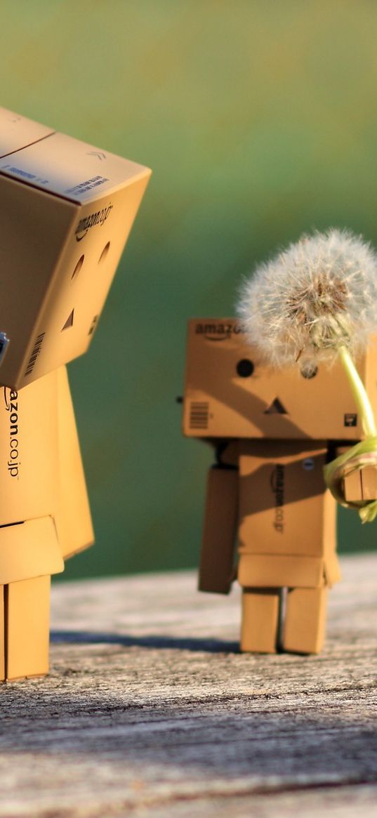 danbo, cardboard robot, dandelion