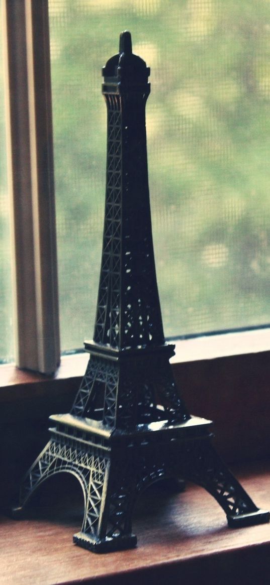 statue, eiffel tower, window, grid