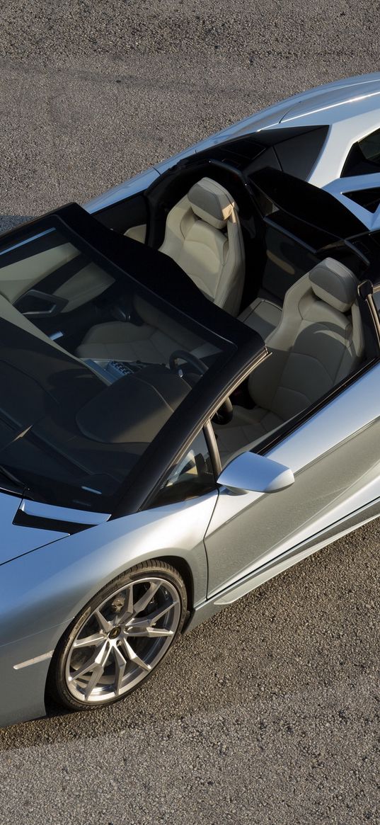 lamborghini aventador, lp700-4, gray, top view