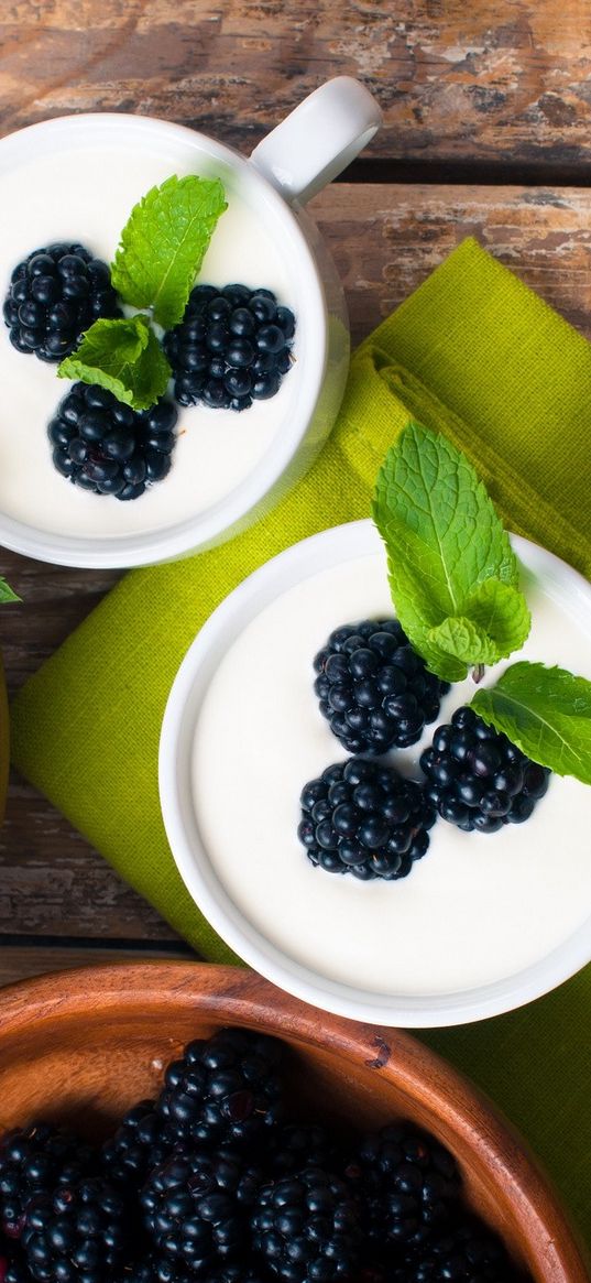 dessert, blackberry, mint, spoon, berry