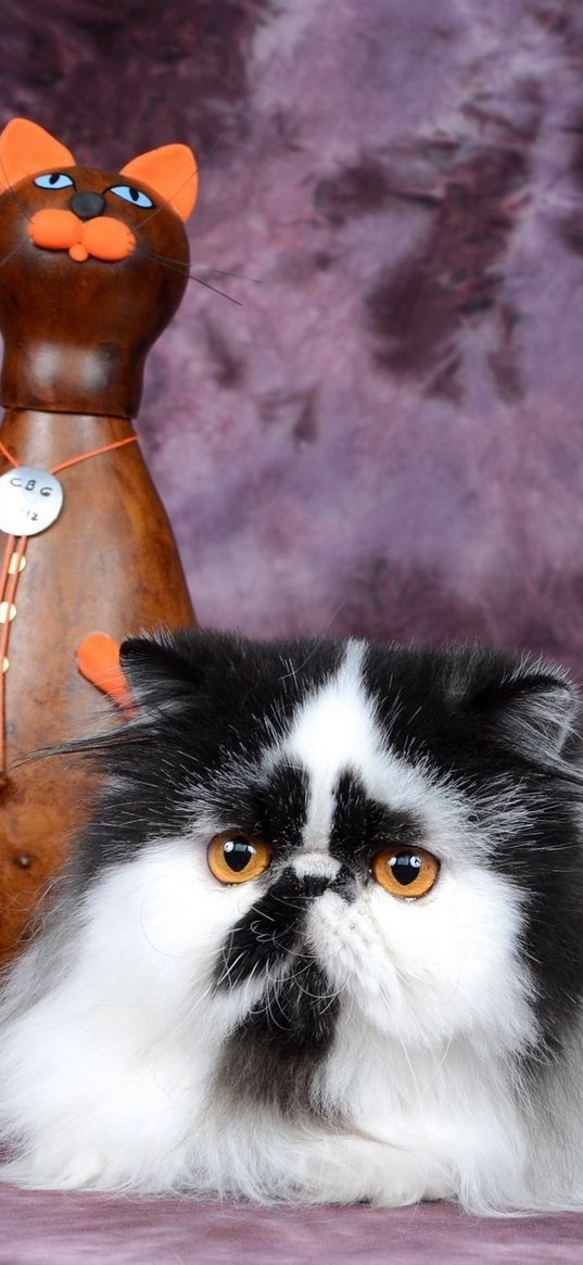 persian cat, figurine, cat, spotted