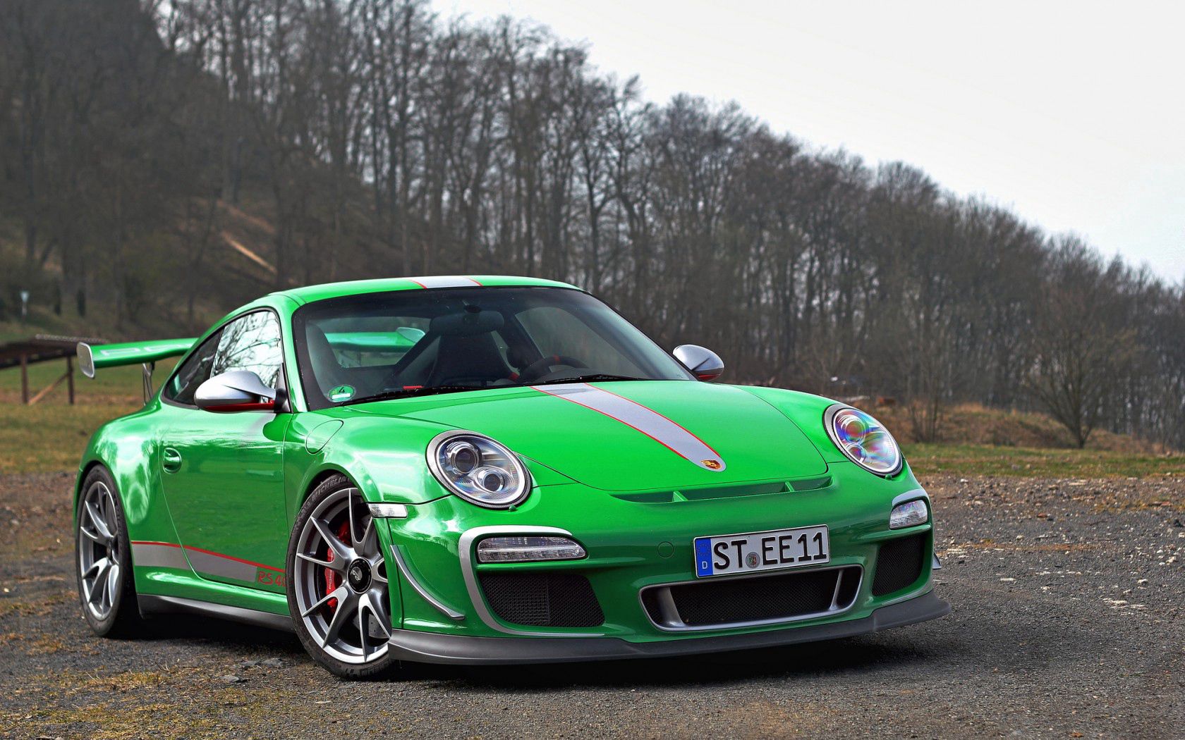 porsche, 911, gt3, rs 4 0, green, front view