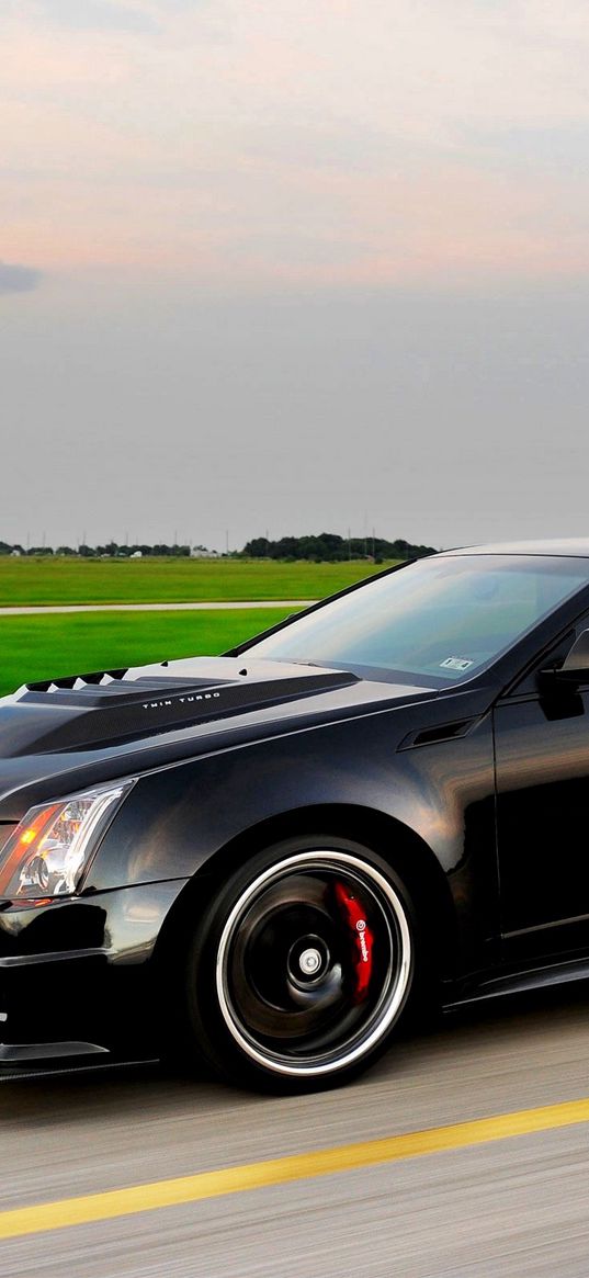 cadillac, cts-v, hennessey, black, side view