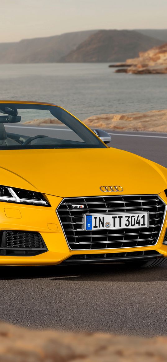 audi, tts, tt, yellow, roadster, 2014