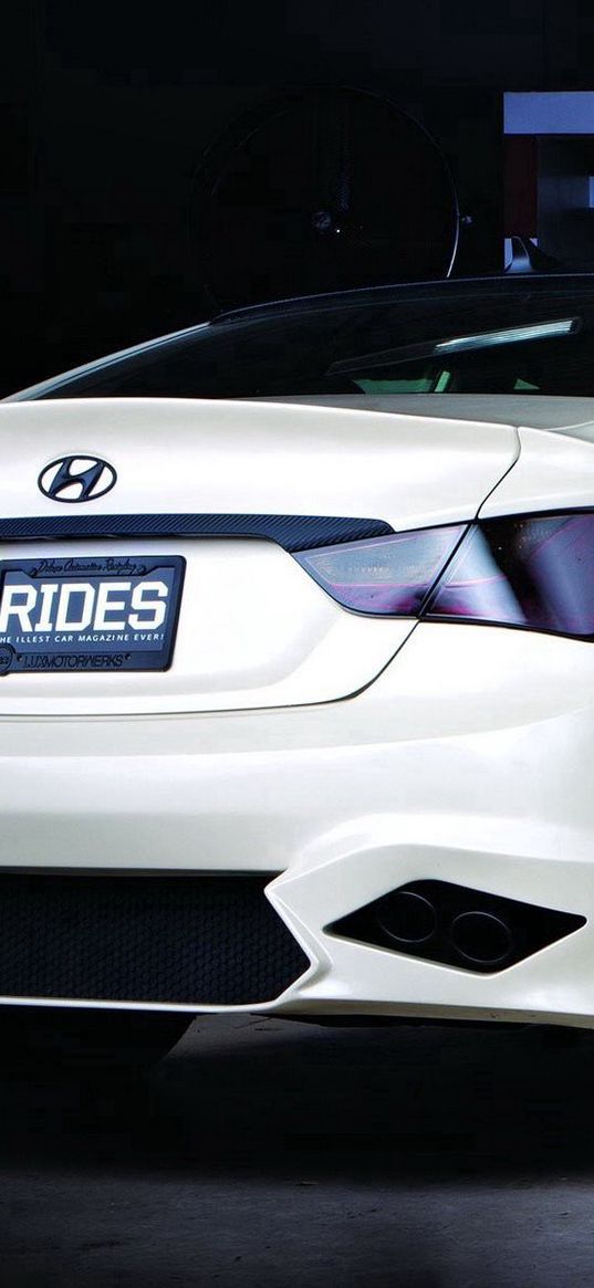 hyundai, sonata, white, rear view