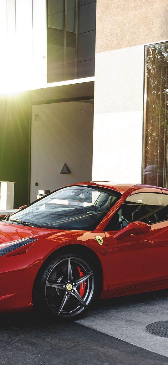 458, spyder, ferrari, red, side view