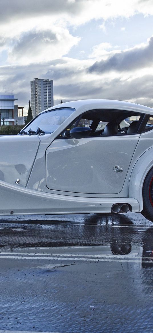 morgan aero, coupe, side view, white, morgan motor company