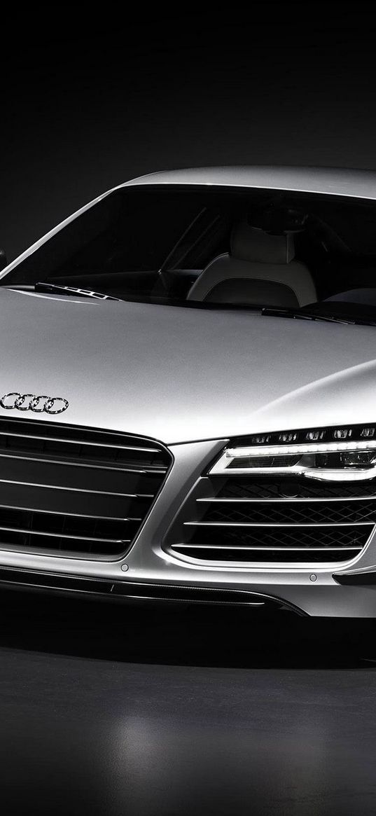 audi r8, silver, front view