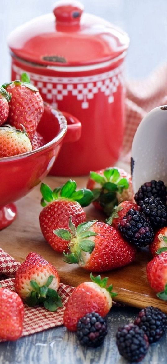 strawberry, blackberry, berry, set, tableware