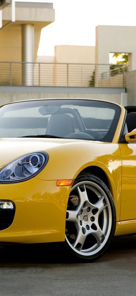 2008 porsche boxster, porsche, yellow, convertible