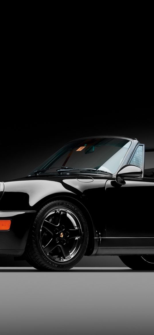 porsche 911, porsche, america roadster, 1992, black, convertible