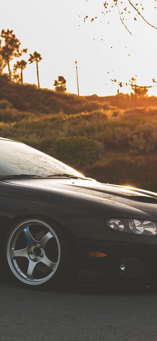 pontiac, gto, black, side view, cars