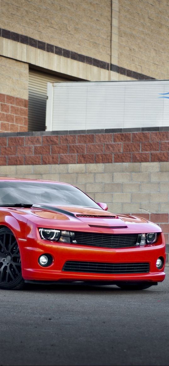 chevrolet, camaro ss, red, side view