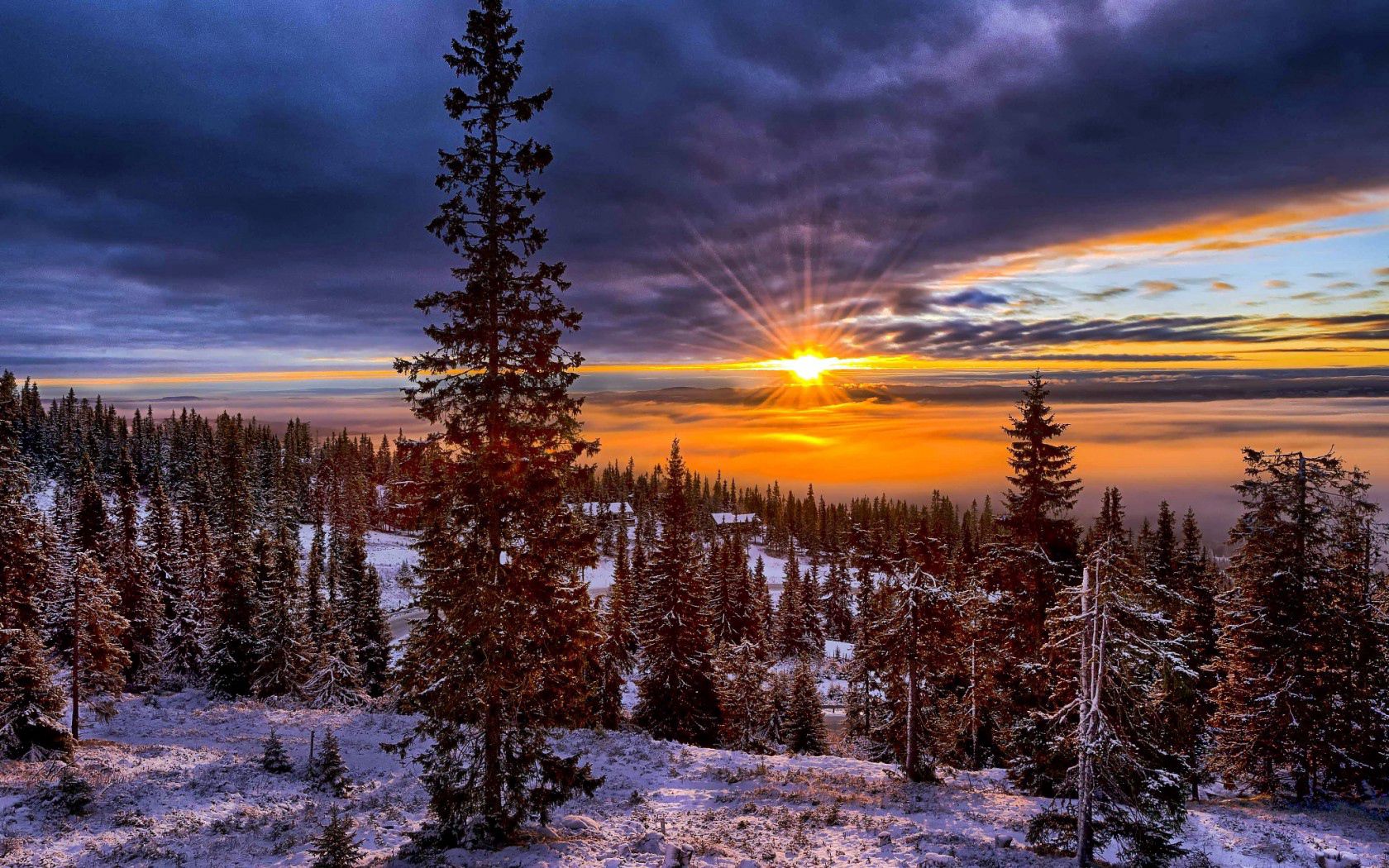 norway, valley, winter, mountains