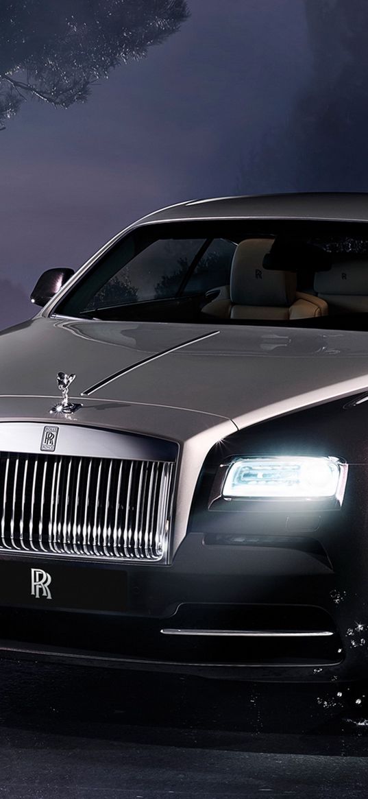 rolls-royce, wraith, rolls-royce wraith 2013, front view, night