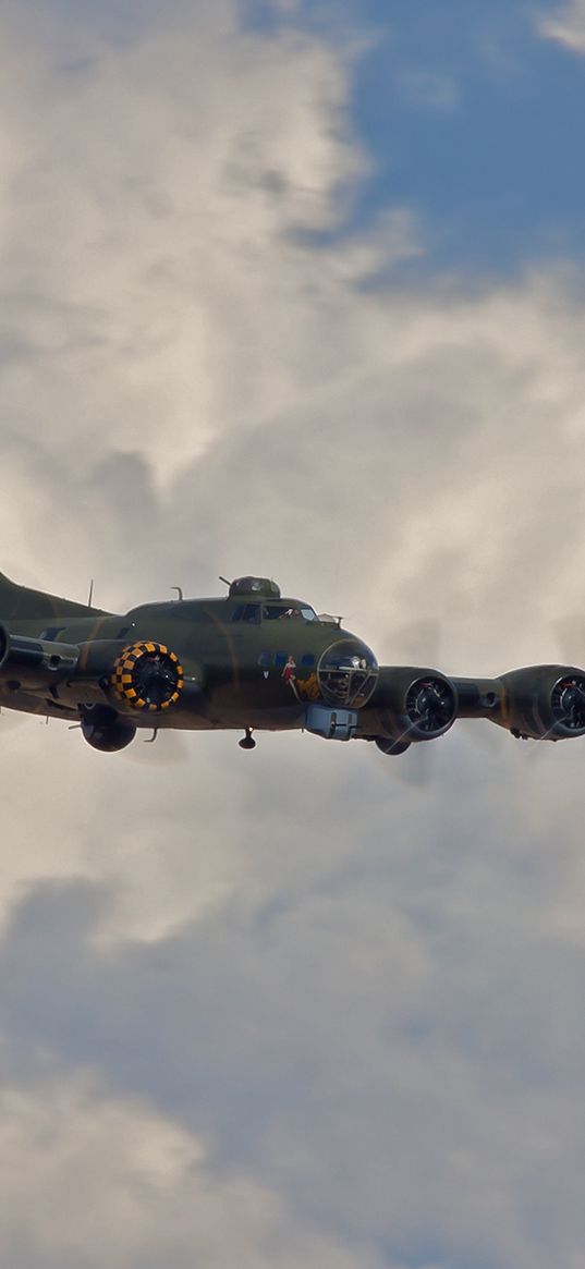 boeing b-17, flying fortress, bomber, sky, clouds