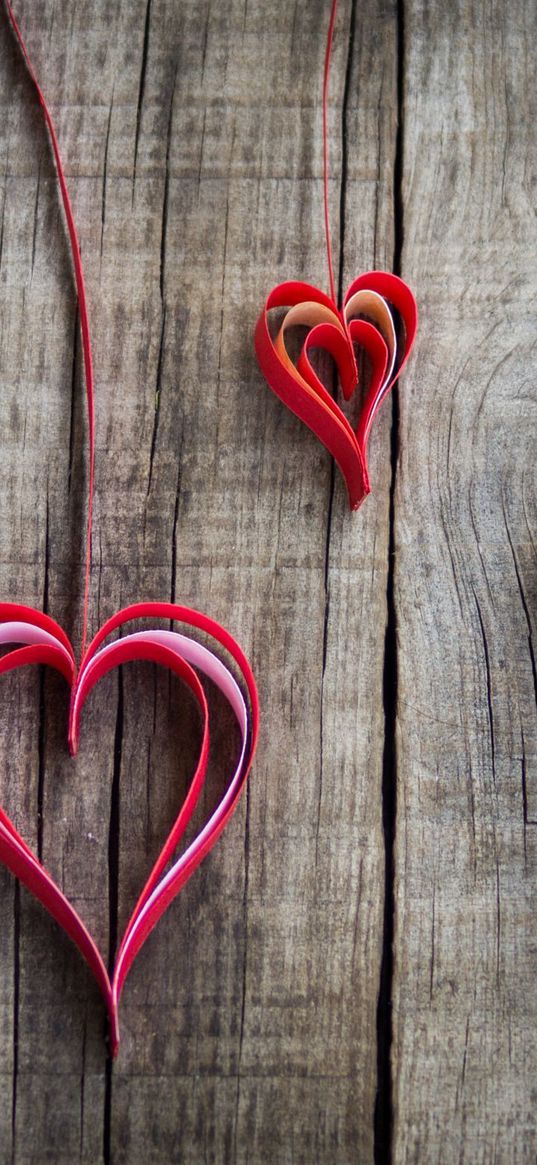 heart, paper, figurines, wooden background