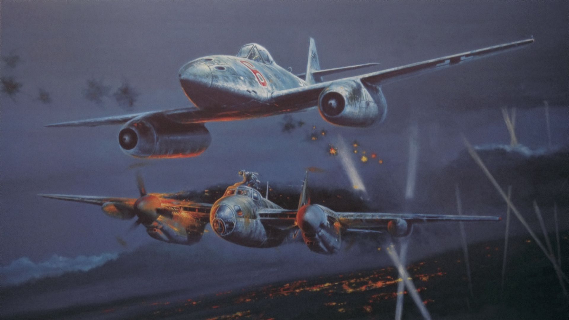 messerschmitt me 262, de havilland mosquito, night fighter, war, ww2