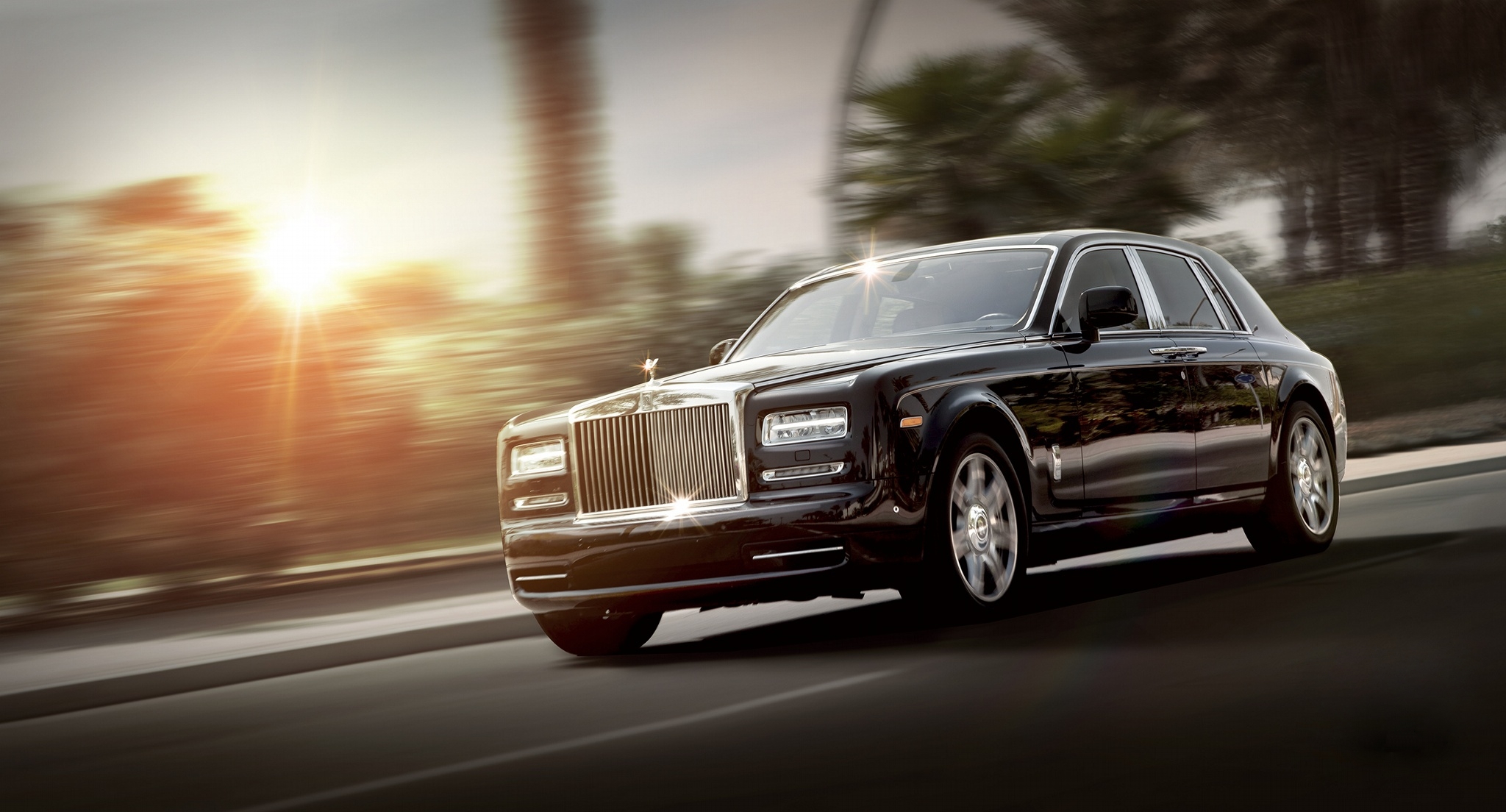 rolls royce, phantom, luxury, side view, black, movement