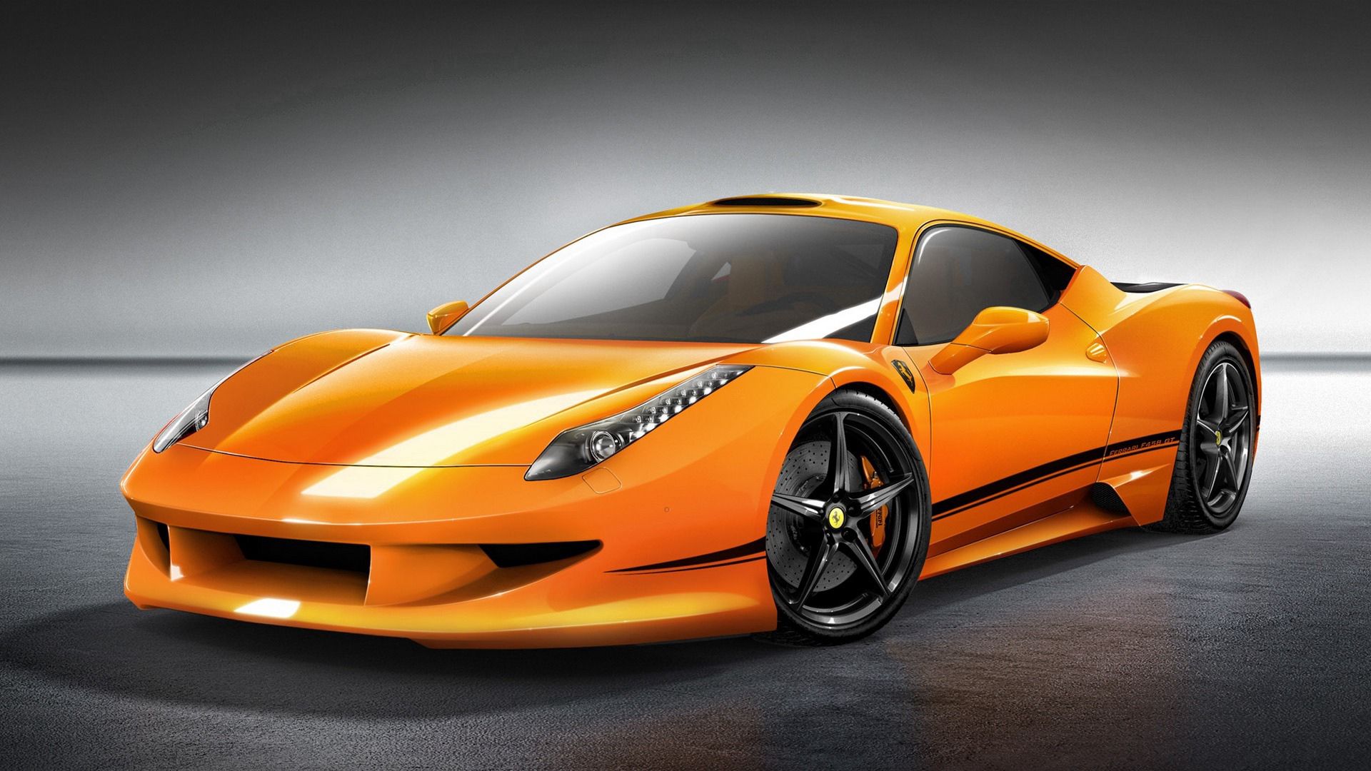 ferrari, 458, italia, orange, front view