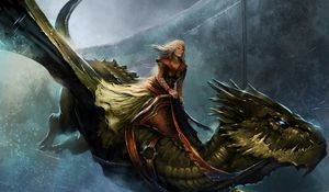 Preview wallpaper a song of ice and fire roleplaying, queen alysanne, game of thrones, dragon, girl, cold, flight, city