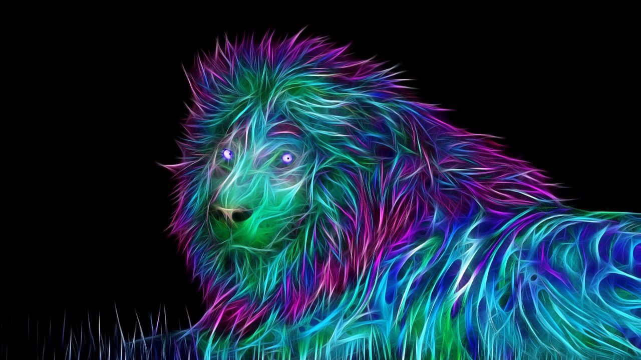 Wallpaper abstract, 3d, art, lion
