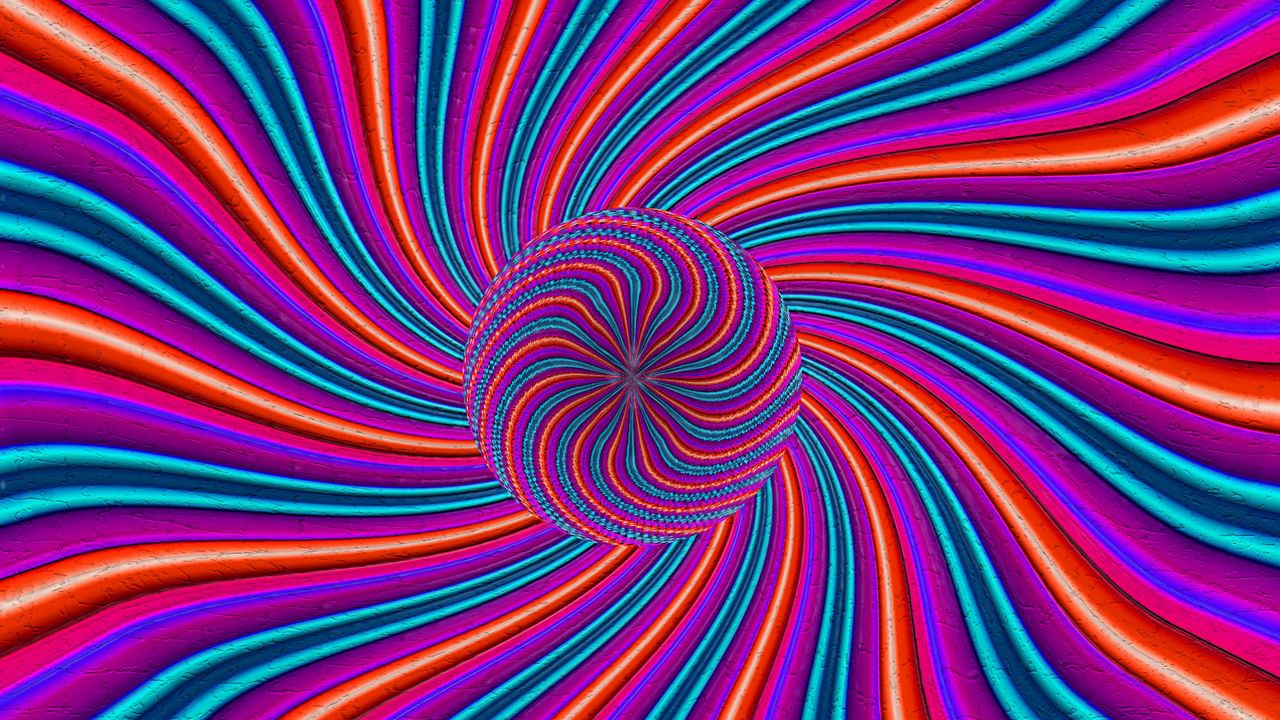 Wallpaper abstract, circles, lines, colored, optical illusion