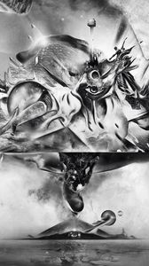 Preview wallpaper abstraction, drawing, explosion, fantasy, art, bw