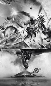 Preview wallpaper abstraction, drawing, explosion, fantasy, art, bw