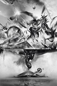Preview wallpaper abstraction, drawing, explosion, fantasy, art, bw