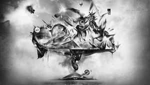 Preview wallpaper abstraction, drawing, explosion, fantasy, art, bw