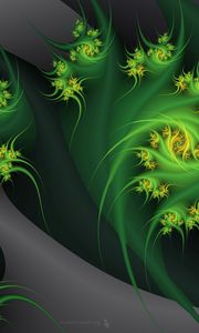 Preview wallpaper abstraction, embrace, fractal, flowers, gray, green, plant