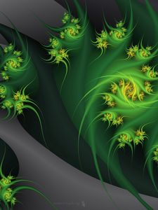 Preview wallpaper abstraction, embrace, fractal, flowers, gray, green, plant