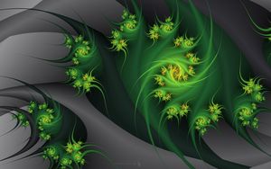 Preview wallpaper abstraction, embrace, fractal, flowers, gray, green, plant