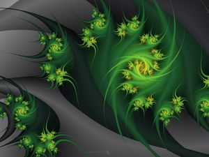 Preview wallpaper abstraction, embrace, fractal, flowers, gray, green, plant