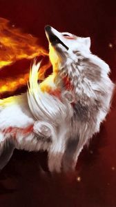 Preview wallpaper abstraction, fire, wolf, gray, light