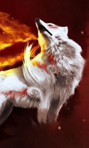 Preview wallpaper abstraction, fire, wolf, gray, light