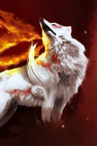 Preview wallpaper abstraction, fire, wolf, gray, light