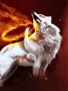 Preview wallpaper abstraction, fire, wolf, gray, light